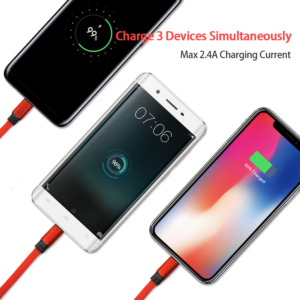 DA-R3001B: Digital Ant Retractable Charging Cable 3 Tips in 1 with 7 Adjustable Lengths, Red-1 Pack (Red, Twin Pack, Charging Only)