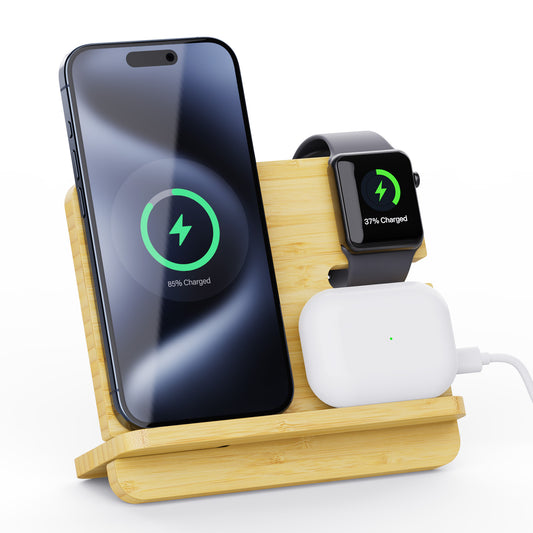 Digital Ant 3 in 1 Wireless Charging Station Works for iPhone, Airpods, iWatch and Other Qi-Enabled Phones, Smart Watches and Earbuds, Portable Charger Station Supports Fast Charging, Detachable
