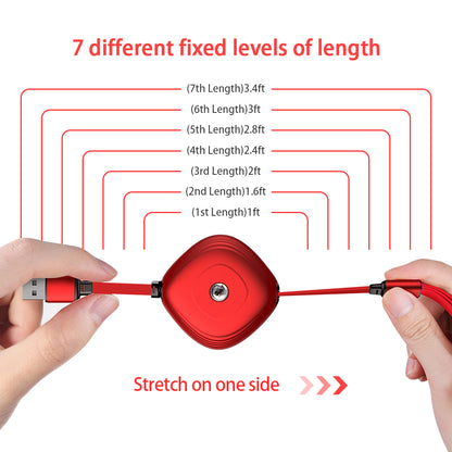 DA-R3001: Digital Ant 3 Retractable Charging Cable 3 Tips in 1 with 7 Adjustable Lengths, Red-1 Pack (Red, Charging Only)