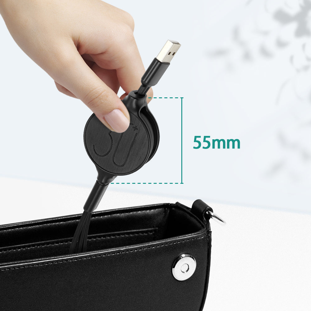 DA-B3001: Digital Ant Retractable Charging Cable, 3 Tips in 1 and with 5 Adjustable Lengths (Black, Charging Only)