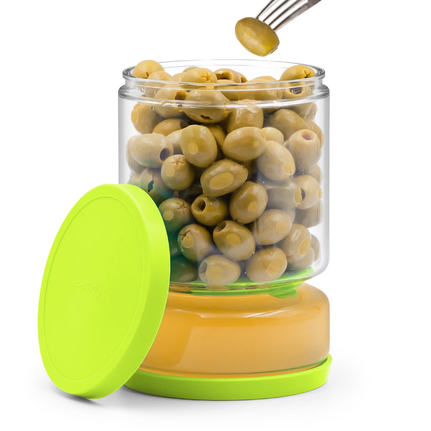 FORTIDY Glass Pickle Jar with Strainer Flip - Airtight Pickle Container, 50.72oz Kitchen Organization Must-Have Versatile Hourglass Jar, BPA Free, Dishwasher Safe