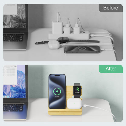 Digital Ant 3 in 1 Wireless Charging Station Works for iPhone, Airpods, iWatch and Other Qi-Enabled Phones, Smart Watches and Earbuds, Portable Charger Station Supports Fast Charging, Detachable