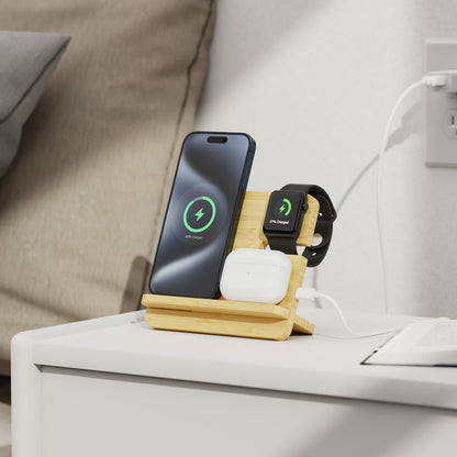 Digital Ant 3 in 1 Wireless Charging Station Works for iPhone, Airpods, iWatch and Other Qi-Enabled Phones, Smart Watches and Earbuds, Portable Charger Station Supports Fast Charging, Detachable