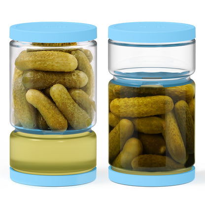 FORTIDY Glass Pickle Jar with Strainer Flip for Pickle Lover - Leakproof Airtight Juice Separator for Olive, Gherkin or Chilli, BPA Free, Dishwasher and Refrigerator Safe