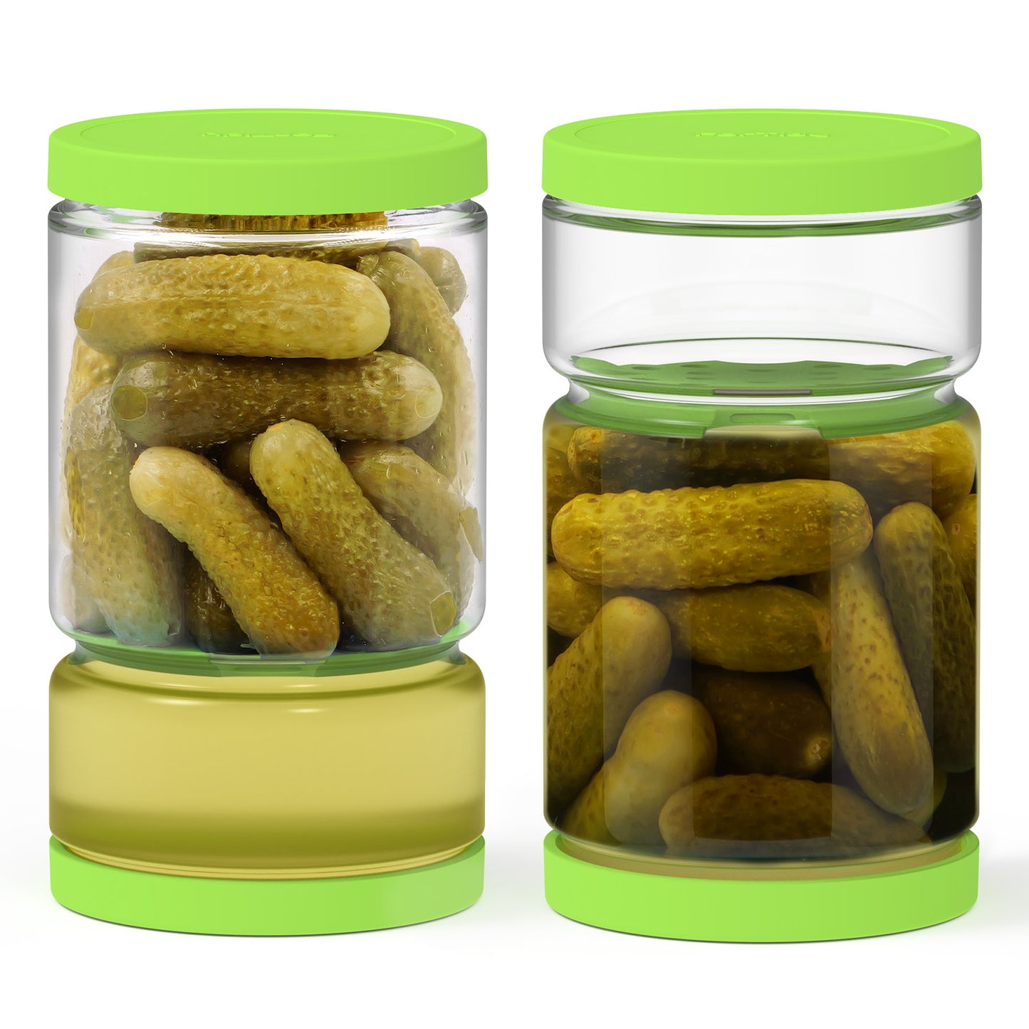 FORTIDY Glass Pickle Jar with Strainer Flip for Pickle Lover - Leakproof Airtight Juice Separator for Olive, Gherkin or Chilli, BPA Free, Dishwasher and Refrigerator Safe