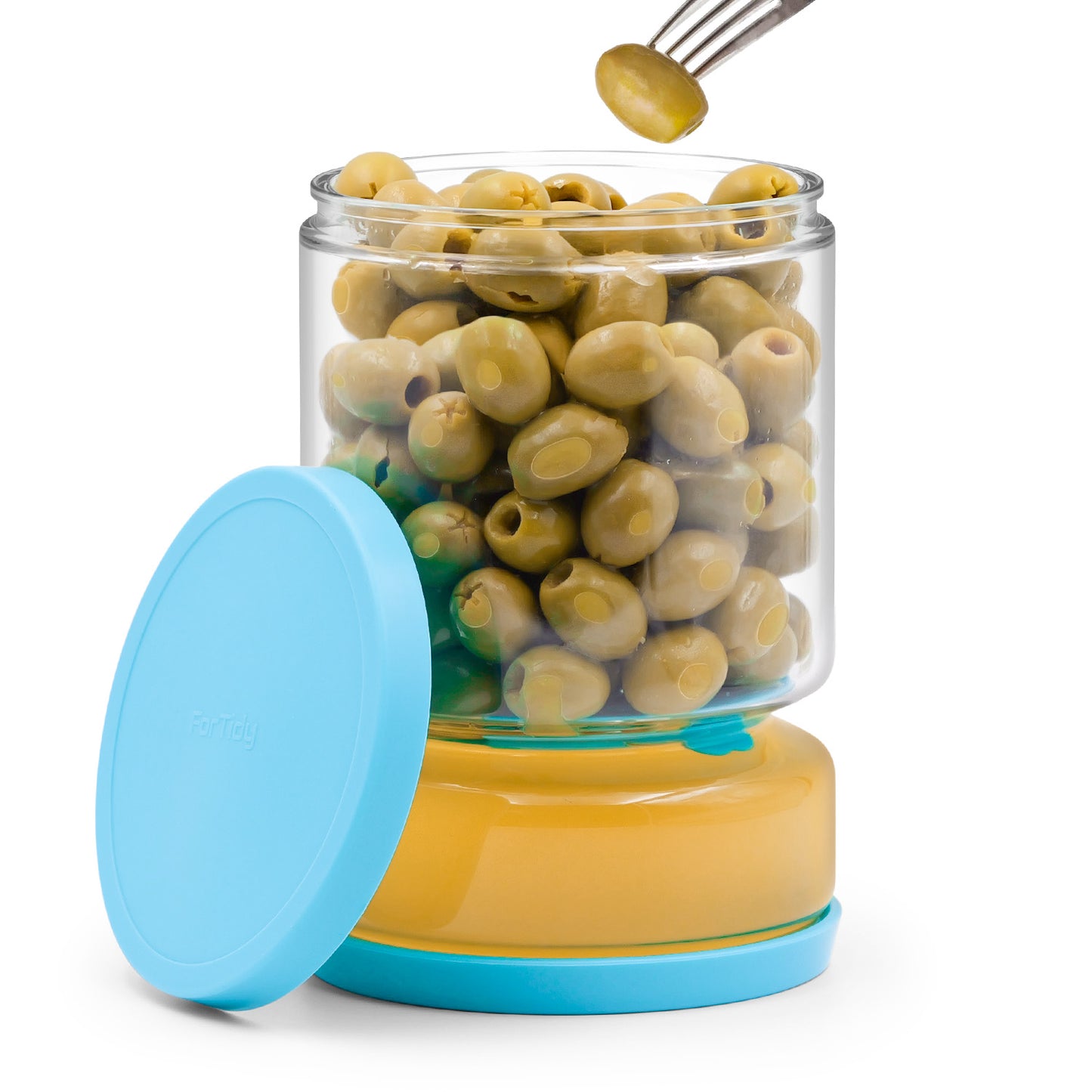 FORTIDY Glass Pickle Jar with Strainer Flip - Airtight Pickle Container, 50.72oz Kitchen Organization Must-Have Versatile Hourglass Jar, BPA Free, Dishwasher Safe