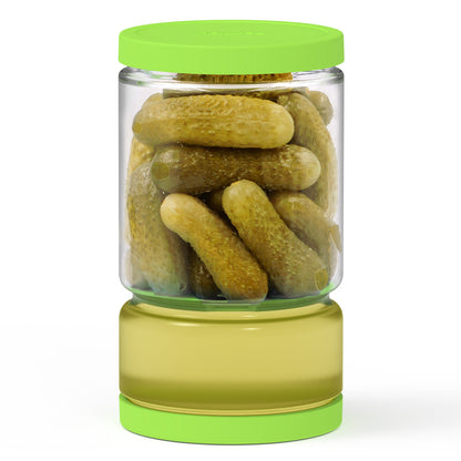 FORTIDY Glass Pickle Jar with Strainer Flip for Pickle Lover - Leakproof Airtight Juice Separator for Olive, Gherkin or Chilli, BPA Free, Dishwasher and Refrigerator Safe