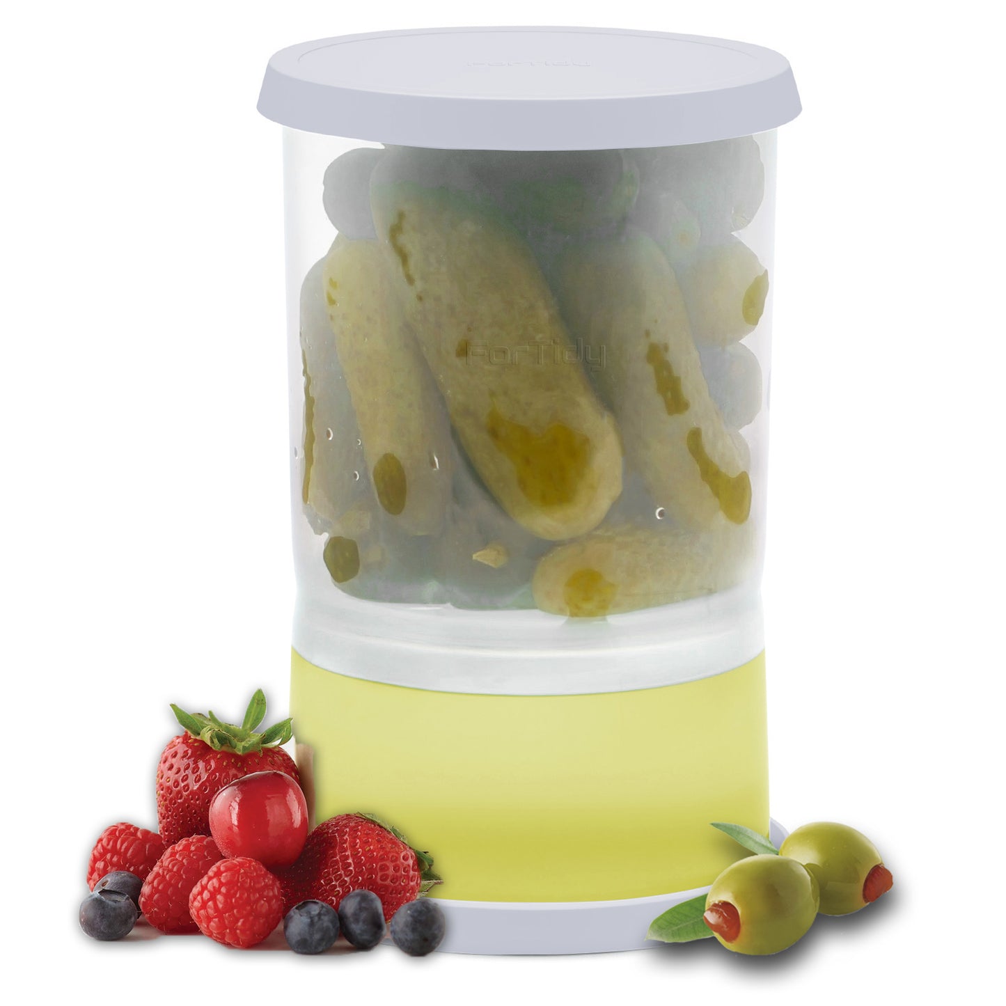 ForTidy ickle Jar/Container with Strainer Flip & Label – 47 oz Large Airtight Storage, Wide Mouth, BPA Free, Dishwasher Safe, Goodbye Juice Finger, Kitchen Organization Must-Have Versatile Food Saver
