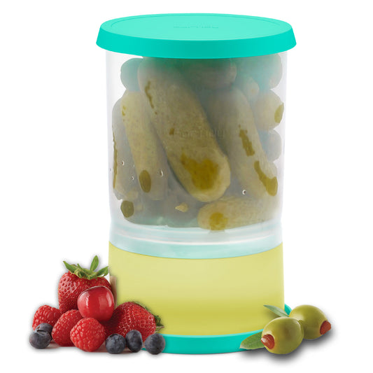 ForTidy ickle Jar/Container with Strainer Flip & Label – 47 oz Large Airtight Storage, Wide Mouth, BPA Free, Dishwasher Safe, Goodbye Juice Finger, Kitchen Organization Must-Have Versatile Food Saver