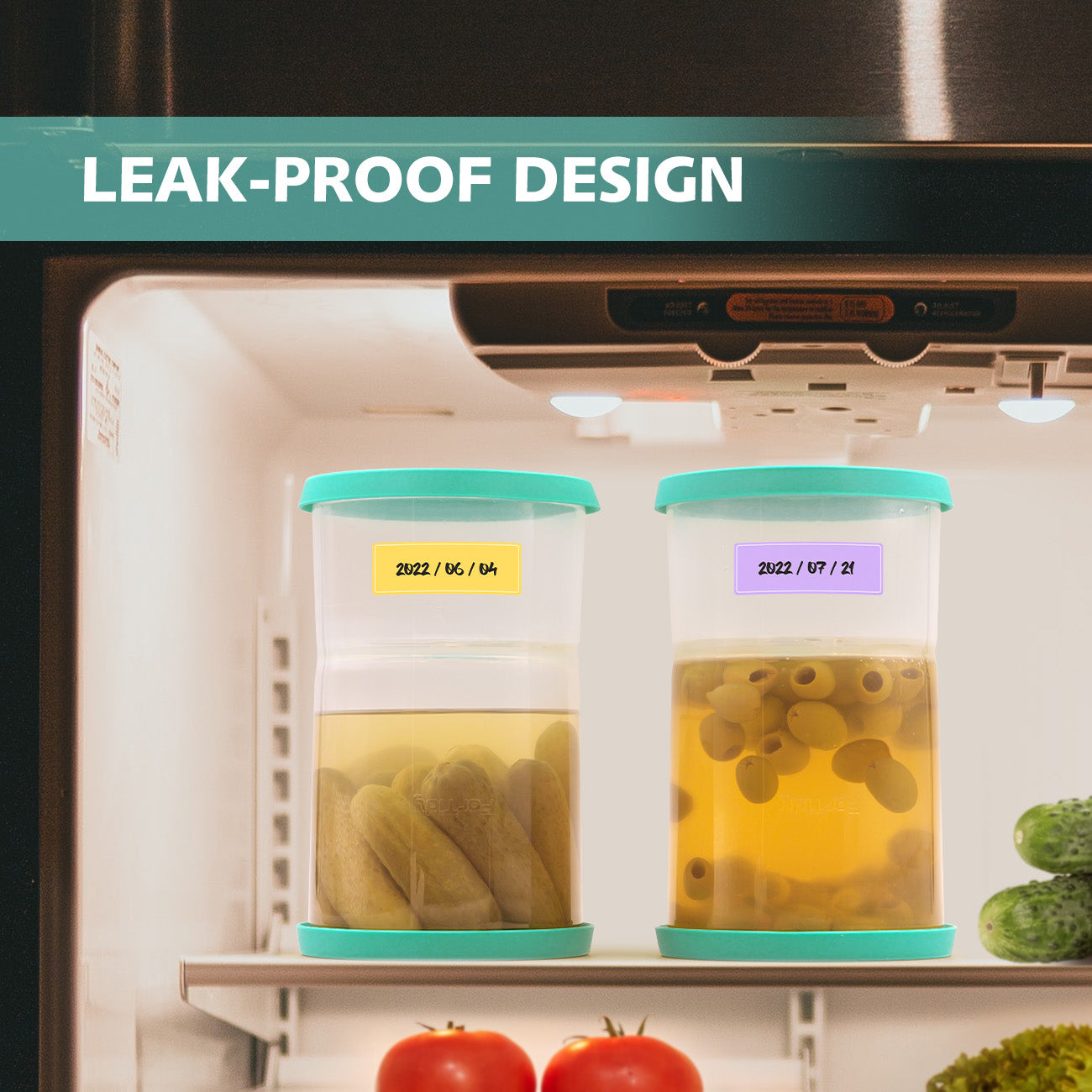 ForTidy ickle Jar/Container with Strainer Flip & Label – 47 oz Large Airtight Storage, Wide Mouth, BPA Free, Dishwasher Safe, Goodbye Juice Finger, Kitchen Organization Must-Have Versatile Food Saver