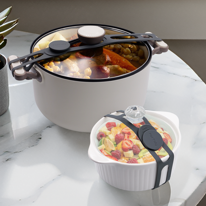 ForTidy Versatile Silicone Latch Strap - 21.65 In Elastic Tie Works for Slow Cooker Lid, Pot, Bento Box, Curtain and Cord, 2pcs Secure Self-Lock & Solution to Bundle or Organize Object